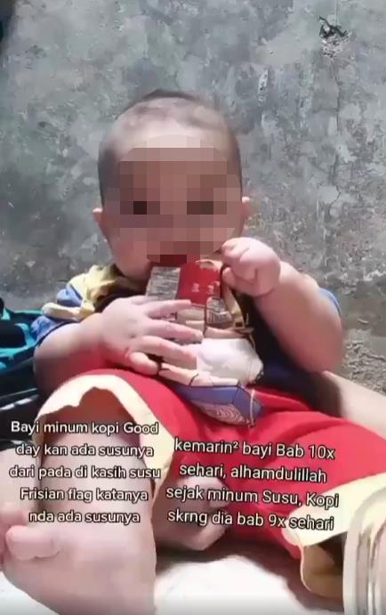 Viral bayi berumur 7 bulan dikasih minum kopi sachet.