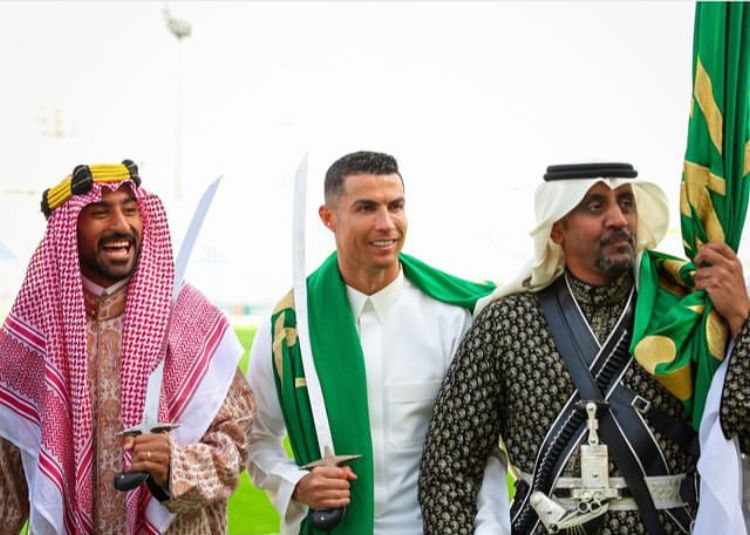 Portrait of Ronaldo Wearing White Gamis and Holding a Sword