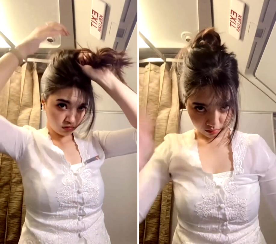 Iconic flight attendant hairstyle.