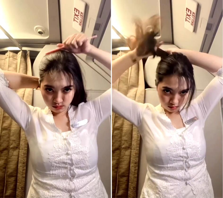 Iconic flight attendant hairstyle.