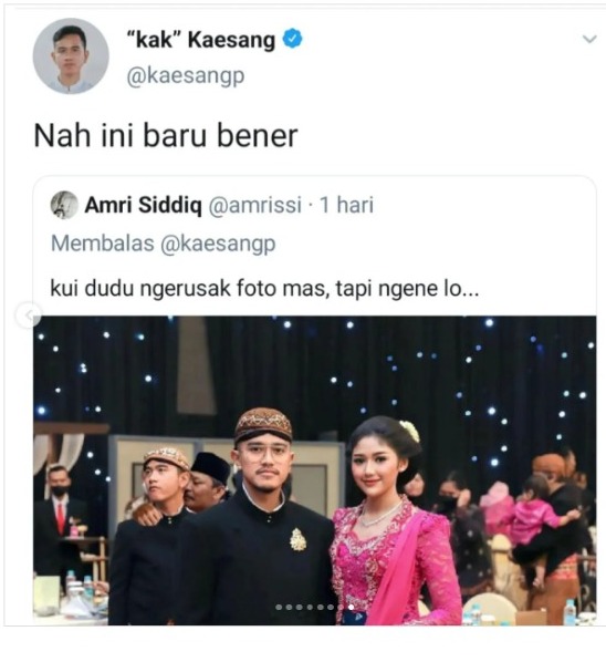 Funny Moment: Netizens Edit Photo with Gibran Behind Kaesang and Erina Gudono