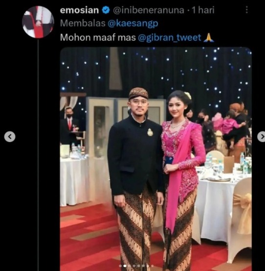 Funny Moment: Netizens Edit Photo with Gibran Behind Kaesang and Erina Gudono