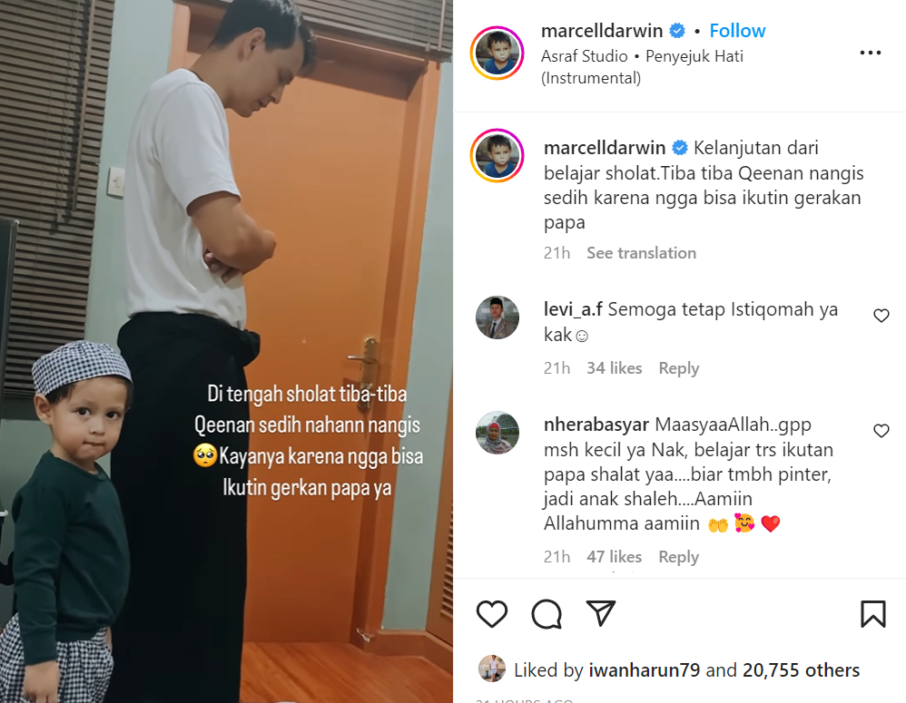 Marcell Darwin invites his son to learn prayer