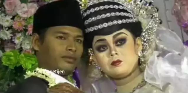 Failed makeup of the bride on her wedding day.