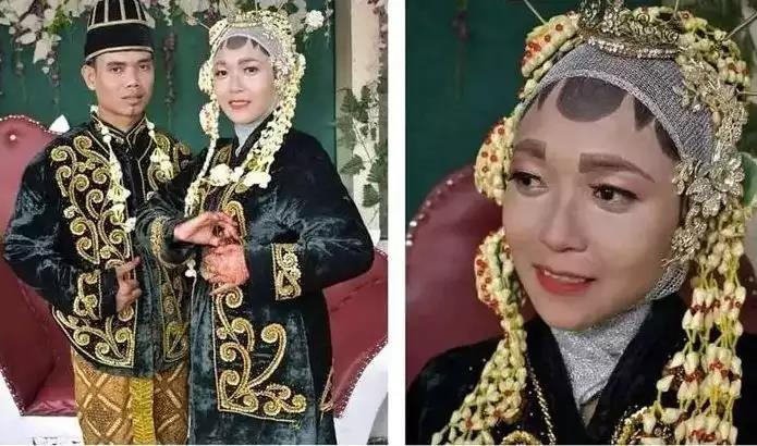 Failed makeup of the bride on her wedding day.