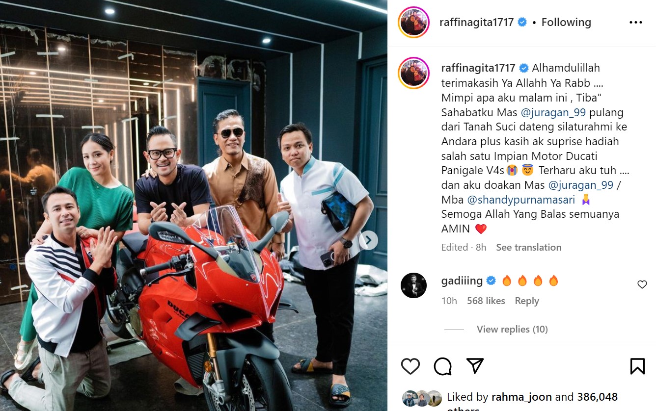 Hadiah Raffi Ahmad dari Gilang 99