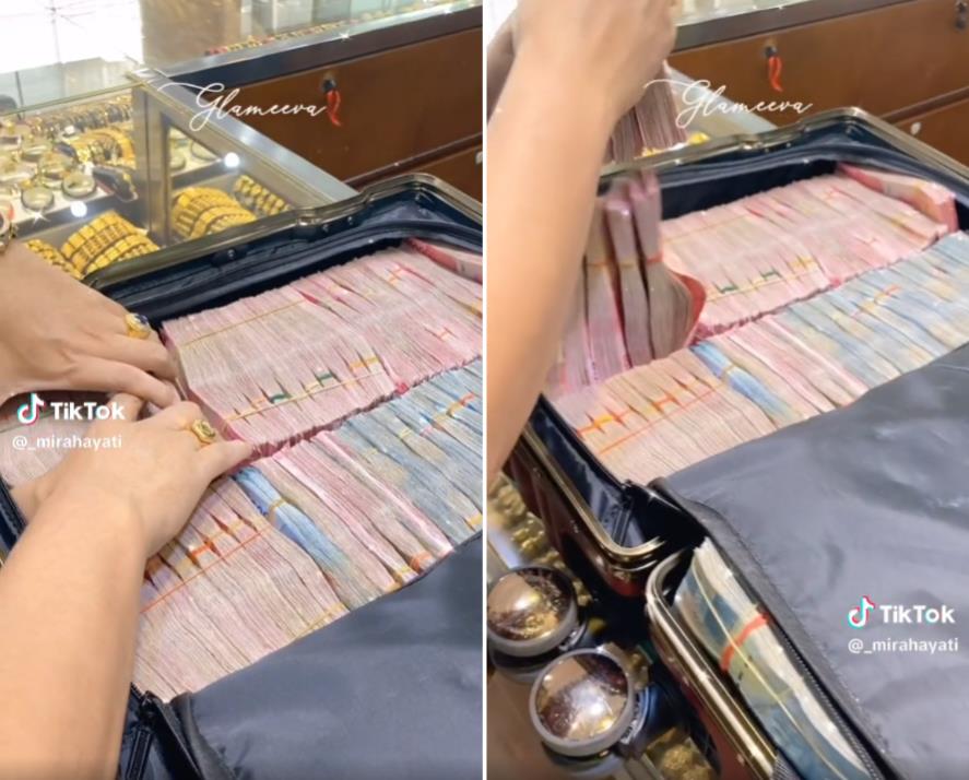 Usai Beli Tas Emas Rp 515 Juta, Viral Mira Hayati Bagi-bagi Duit