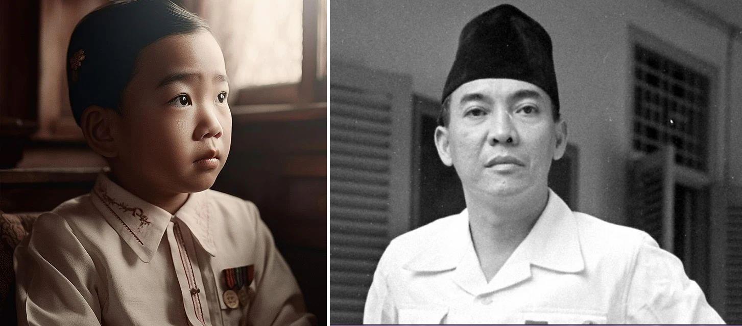 Potret wajah Presiden Indonesia versi anak-anak.