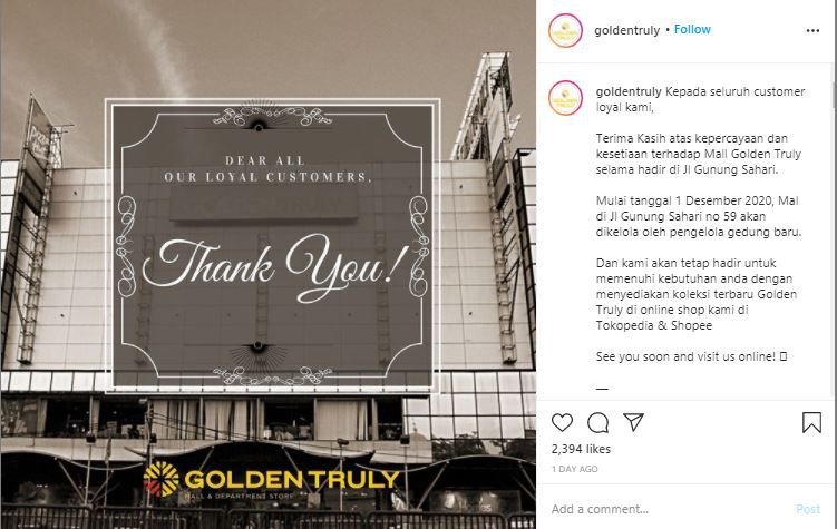 Owner of Golden Truly, a Shopping Center that was a Hit in the 90s Era