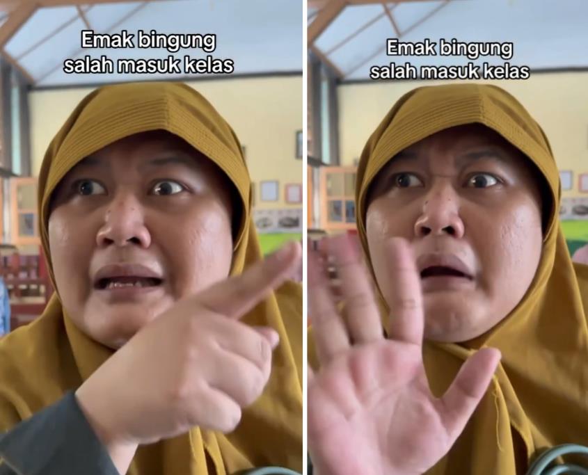 Parodi gaya dan sikap emak-emak ketika pembagian rapor di kelas.