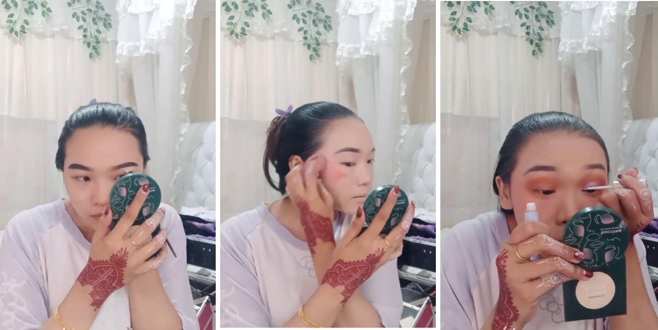 This woman does her own makeup on her wedding day, the result is similar to that of a K-Pop idol.