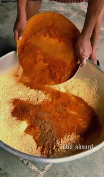 The process of making strange food in India.