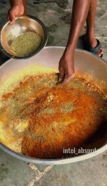 The process of making strange food in India.