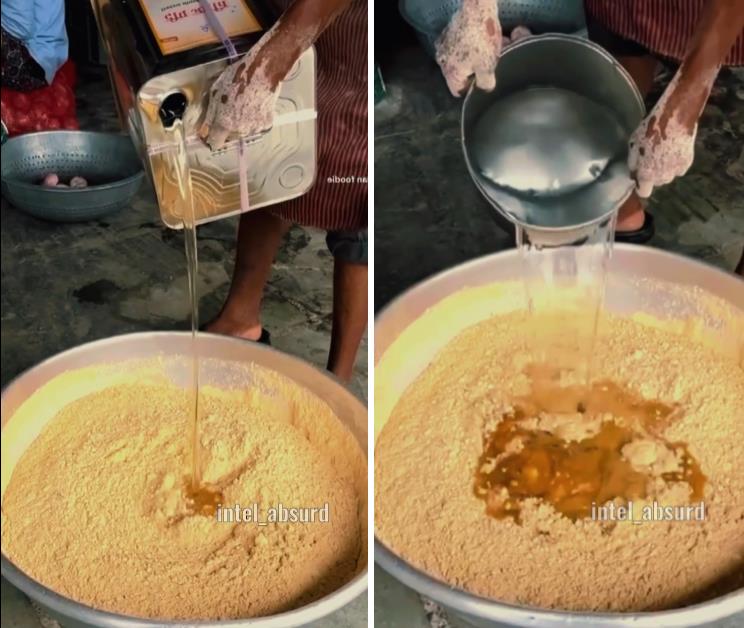 The process of making strange food in India.