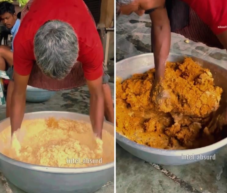 The process of making strange food in India.