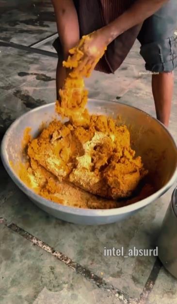 The process of making strange food in India.