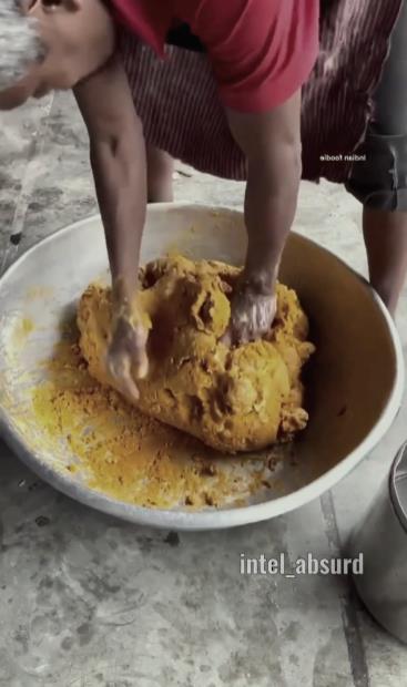 The process of making strange food in India.