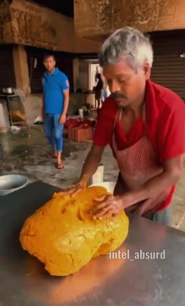 The process of making strange food in India.