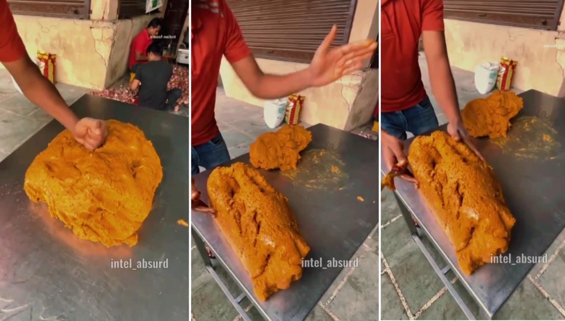 The process of making strange food in India.