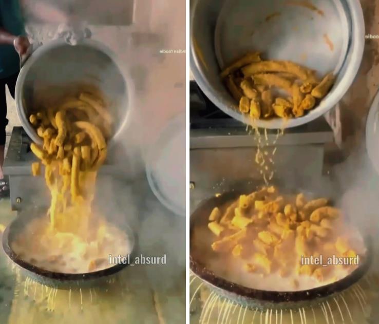 The process of making strange food in India.