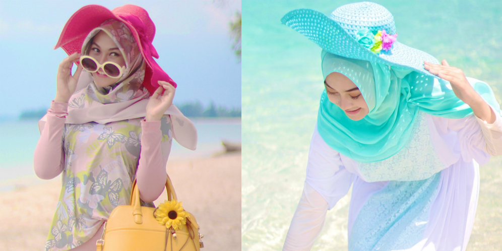 Indah Puspita Gaya Manis Hijaber Di Pantai Dreamcoid