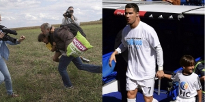 Bocah Pengungsi Suriah Dampingi Cristiano Ronaldo