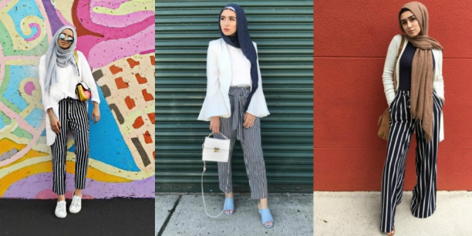 Pilihan Celana Garis yang Cocok untuk Hijabers Dream co id