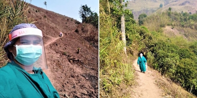 Perjuangan Dokter Mendaki Gunung Sambil Pakai APD Demi Periksa Pasien