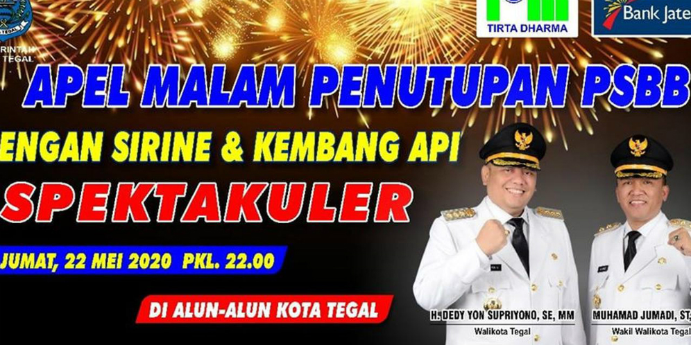 Kota Tegal Akhiri PSBB Dengan Pesta Kembang Api