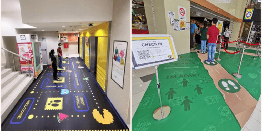 Keren! Lantai Mall Ini Pakai Desain Game PAC-MAN Buat Terapkan Jaga Jarak