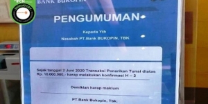 Viral Hoaks Nasabah Bank Bukopin Wajib Lapor Jika Tarik Tunai di Atas Rp10 Juta