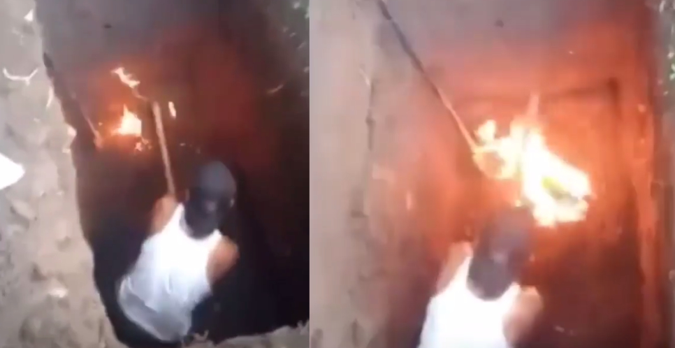 Geger Video Api Tiba-Tiba Muncul Saat Penggali Cangkul Liang Lahad