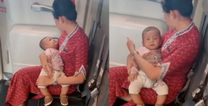 Viral Video Pramugari Gendong Bayi di Sela Bertugas