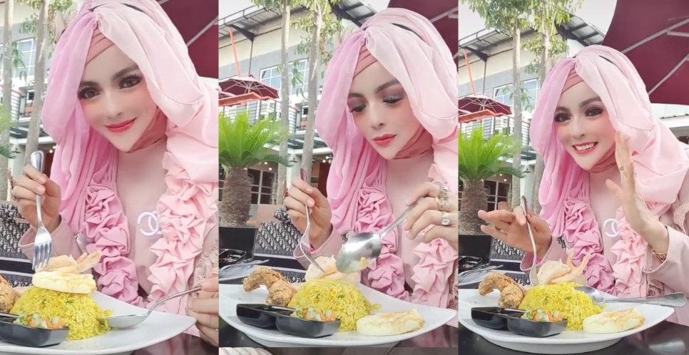 Hijaber Mirip Barbie Makan Nasi Kuning, Malah Salfok Bagian Ininya