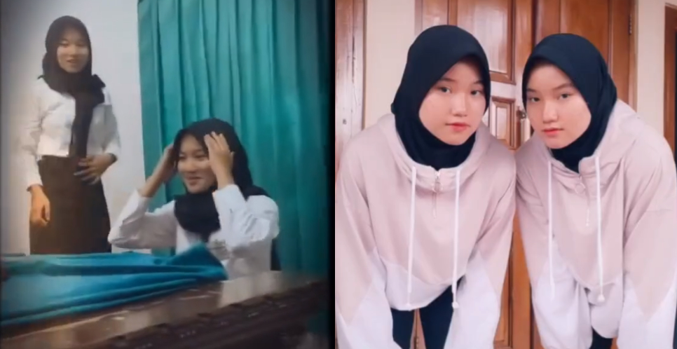 Viral Video Aksi Cewek Kembar Bergantian Ikut Ospek Online