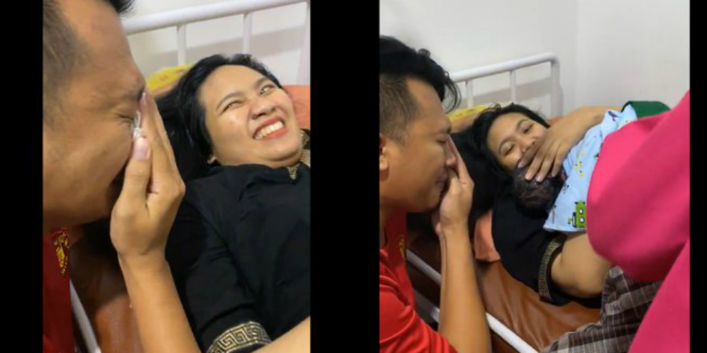 Viral Momen Lahiran, Suami Panik Sampai Nangis Istri Malah 'Santuy' Asyik Makeup