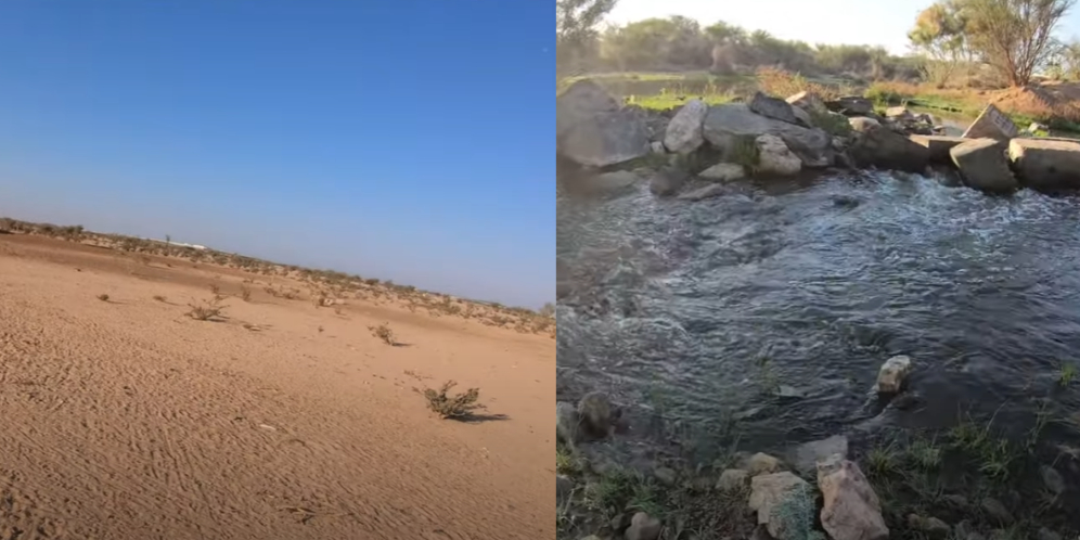 Ajaib, Ada Sungai di Tengah Gurun Pasir Arab, Mengalir Deras & Bisa Buat Mancing