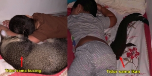 Tidur Sama Kucing Sudah Biasa, Bocah Ini Bobok Bareng Ikan Raksasa