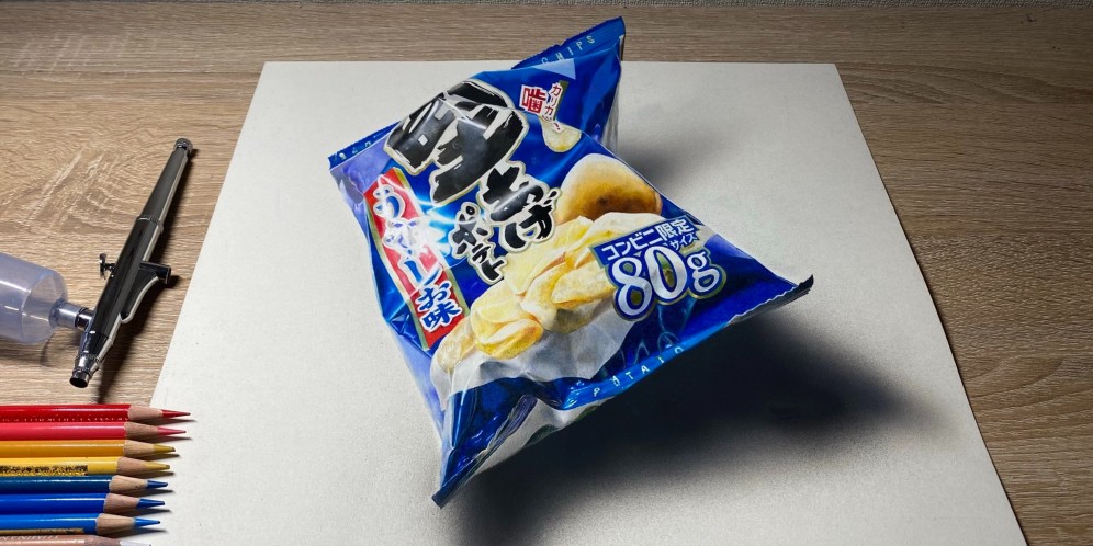 Seperti Nyata ! Bungkus Potato Chips Hanya Sebuah Lukisan
