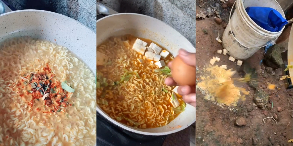 Masak Mie Rebus Satu Wajan, Pas Masukin Telur Endingnya Bikin Syok