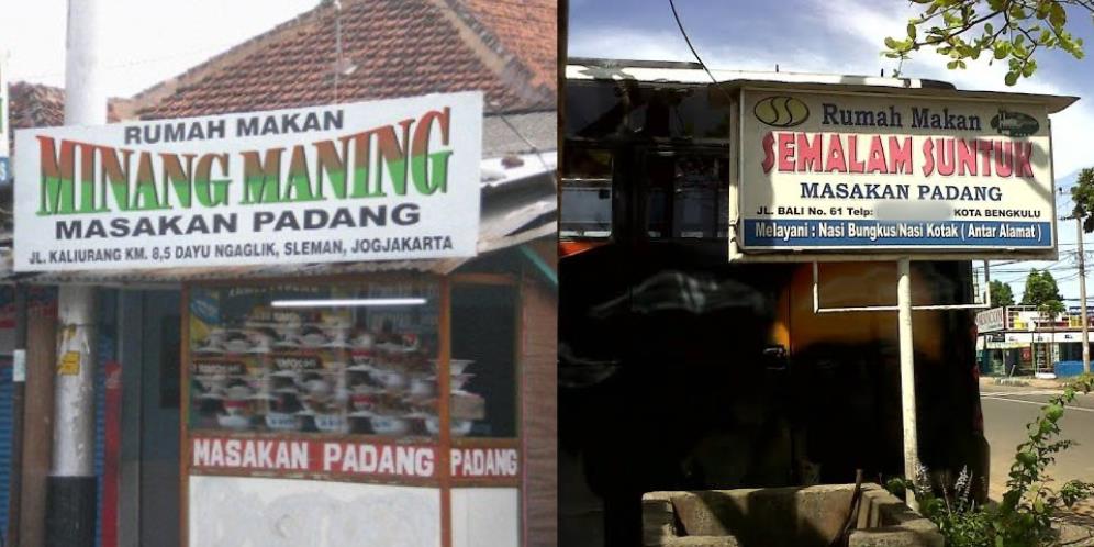 7 Nama Rumah Makan Padang Paling Nyeleneh, Nomor 2 Bisa Bikin Istri Sewot