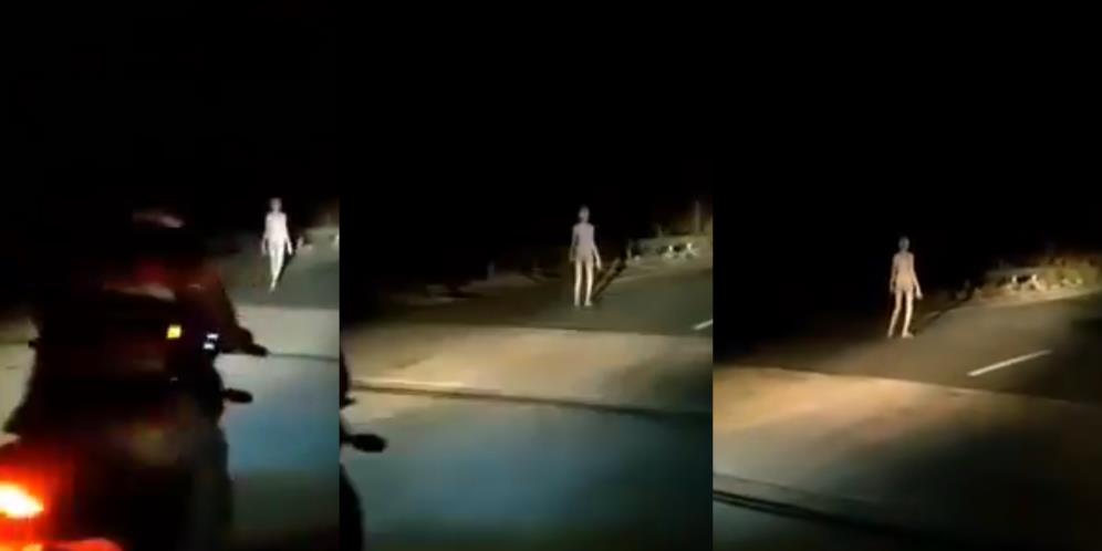 Viral Sosok Aneh Mirip Alien Gentayangan Malam-malam, Pas Direkam...