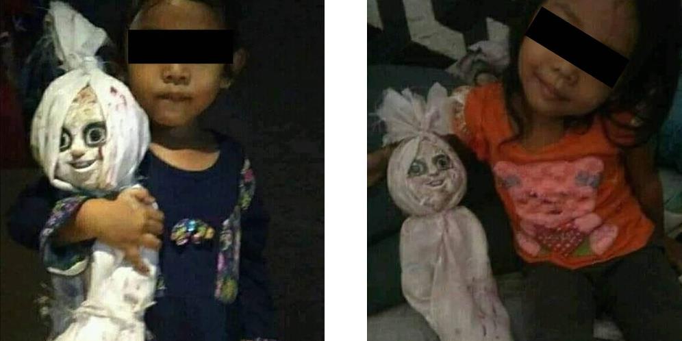 Bikin Merinding, Bocah Perempuan Punya Koleksi Boneka Seram Berbentuk Pocong