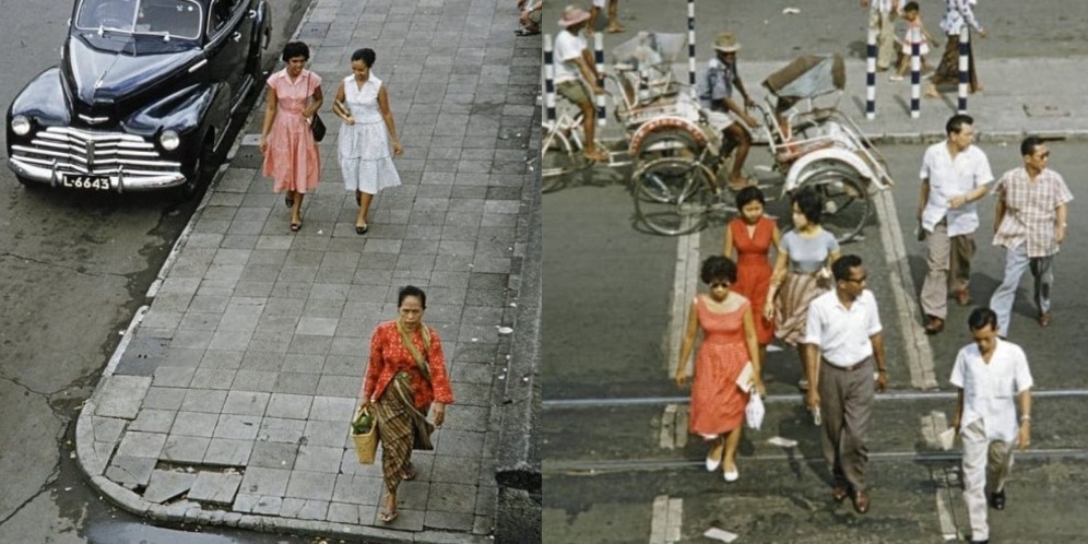 Potret Pejalan Kaki di Surabaya Tahun 1970-an, Gaya Berpakaian Jadi Sorotan