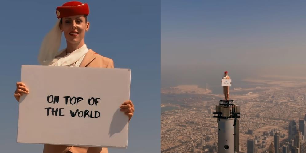 Heboh Iklan Pramugari Syutingnya Asli di Atas Burj Khalifa, Auto Lemes Lihatnya