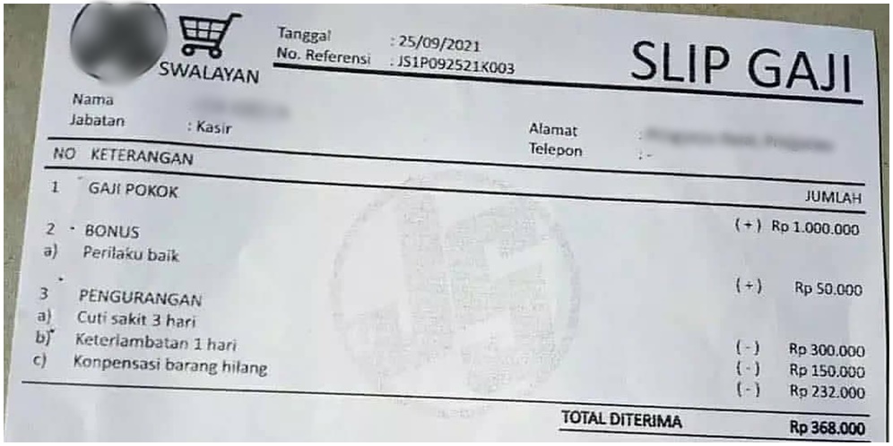 Viral Slip Gaji Karyawan Swalayan, Potongan Gajinya Bikin Mewek