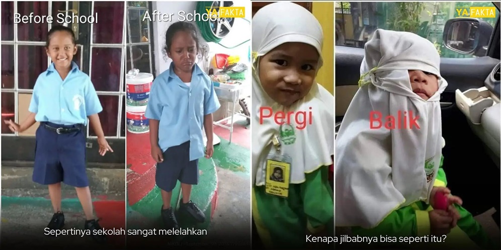 8 Potret Kocak Penampilan Anak Berangkat Sekolah Vs Pulang Sekolah, Bikin Syok