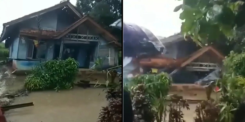 Video Detik-Detik Mengenaskan Rumah Warga Sukabumi Roboh Akibat Hujan Deras