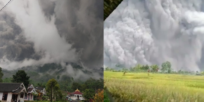 Video Merinding Letusan Gunung Semeru dari Hamparan Sawah: `Ya Allah`