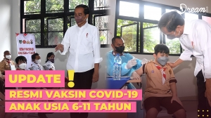 Jokowi dan Anies Tinjau Vaksinasi Anak Usia 6-11 Tahun di Gambir